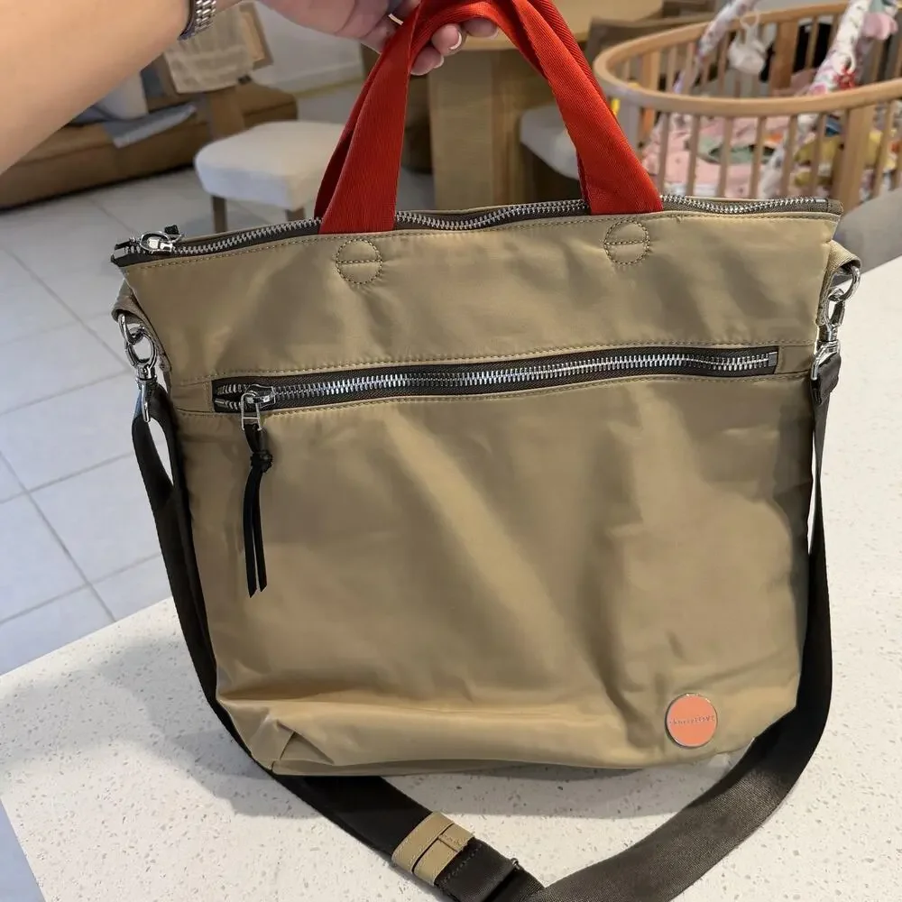 ShortyLOVE Wonder Tote Bag Large Beige Nylon Crossbody Casual Everyday Travel